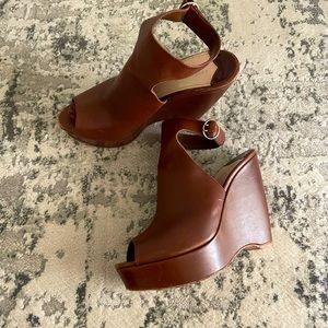 Brown Prada wedge sandals